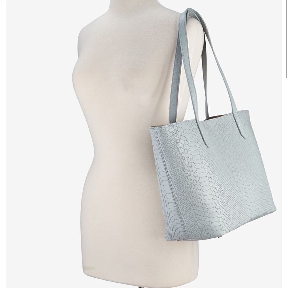 NWT Gigi New York, python embossed Soft Blue bag